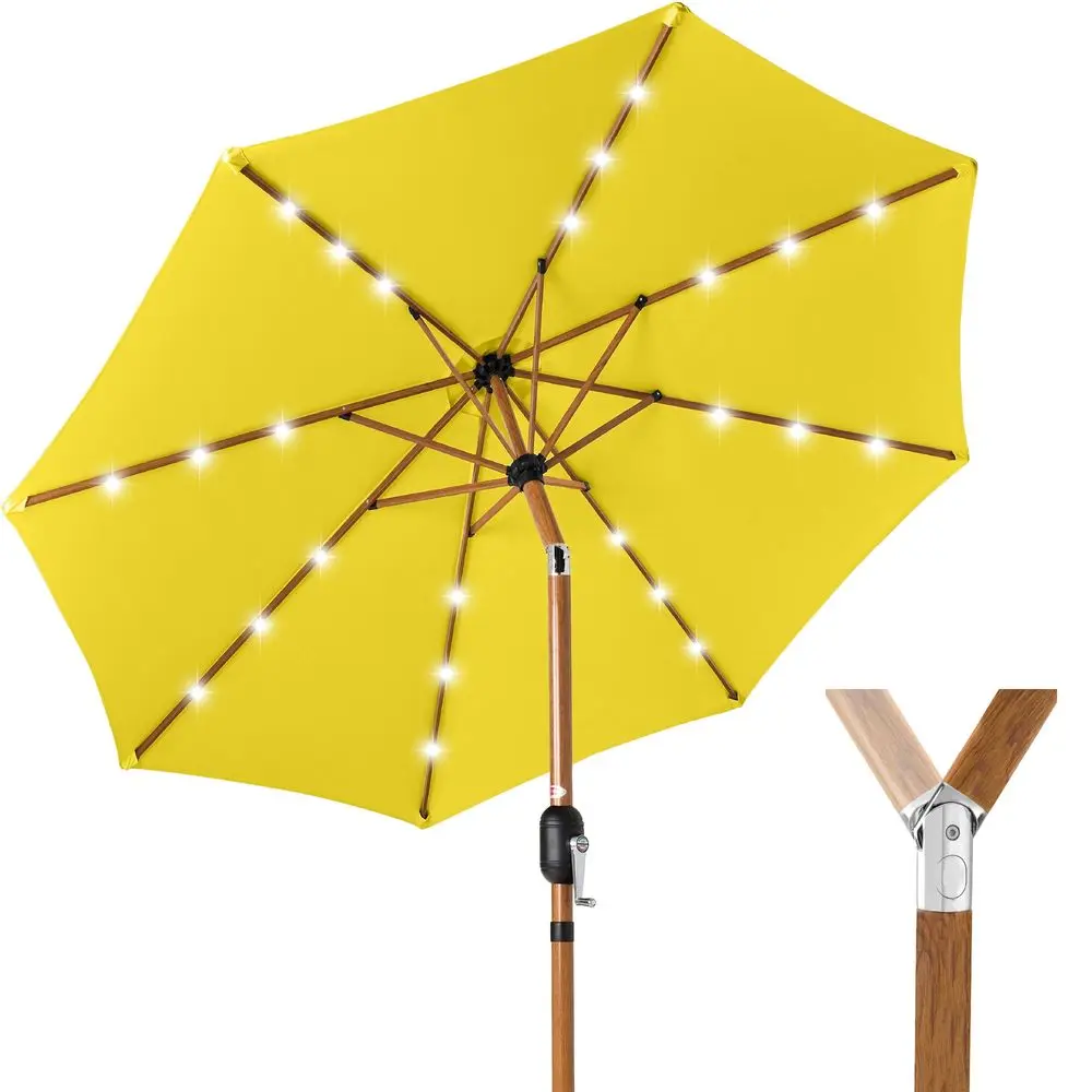 10t r LED Lighted Outdoor Woodgrain Steel Market Patio Umbrella - Yellow
10t r LED Lighted Outdoor Woodgrain Steel Market Patio Umbrella - Yellow