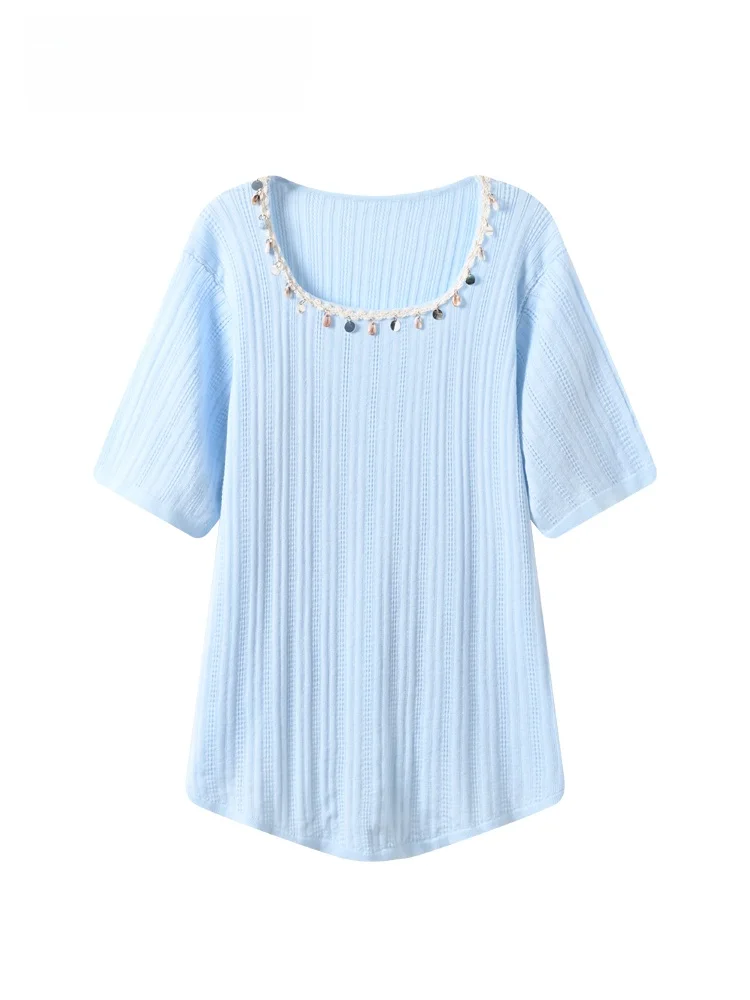 plus Size Women's Short Sleeve T-Shirt round Neck Unusual Design Summer Fashionable Youthful Casual Knitted Top for Plump Sister
plus Size Women's Short Sleeve T-Shirt round Neck Unusual Design Summer Fashionable Youthful Casual Knitted Top for Plump Sister