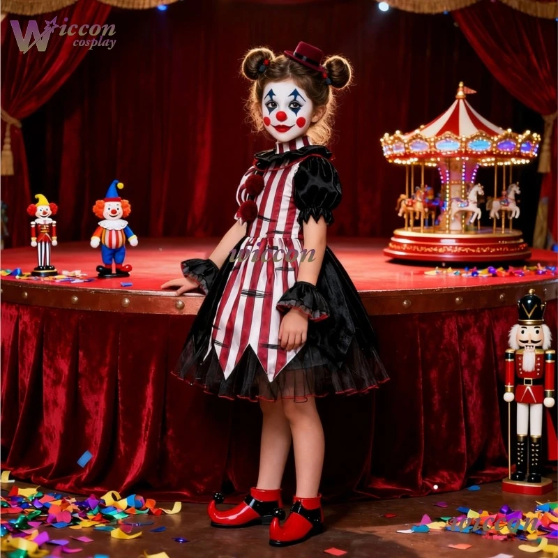 Костюм клоуна Haarrllequin для девочек, забавное ультрафиолетовое цирковое праздничное нарядное платье, детское платье, косплей на Хэллоуин
Костюм клоуна Haarrllequin для девочек, забавное ультрафиолетовое цирковое праздничное нарядное платье, детское платье, косплей на Хэллоуин