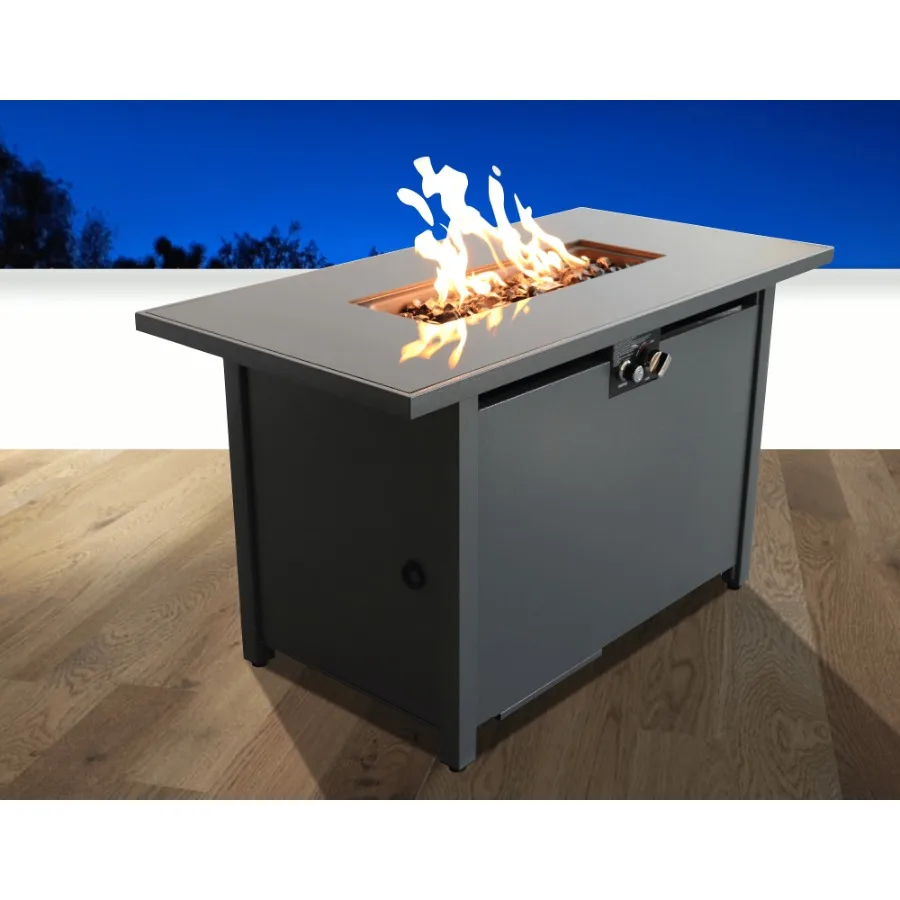 Outdoor fire pit table for patio use, steel construction, black finish, includes lid for safety and versatility
Outdoor fire pit table for patio use, steel construction, black finish, includes lid for safety and versatility