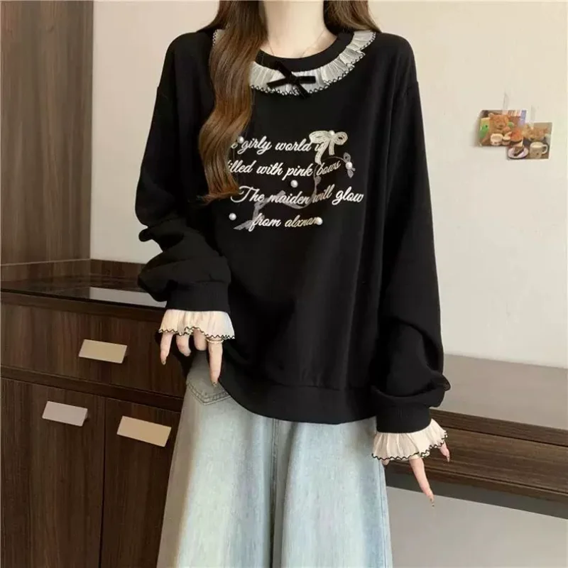 Women's Clothing Letter Sweatshirts Fashion Ruffles Spliced Spring Autumn New Sweet Bow Casual Loose Korean Long Sleeve Hoodies
Women's Clothing Letter Sweatshirts Fashion Ruffles Spliced Spring Autumn New Sweet Bow Casual Loose Korean Long Sleeve Hoodies