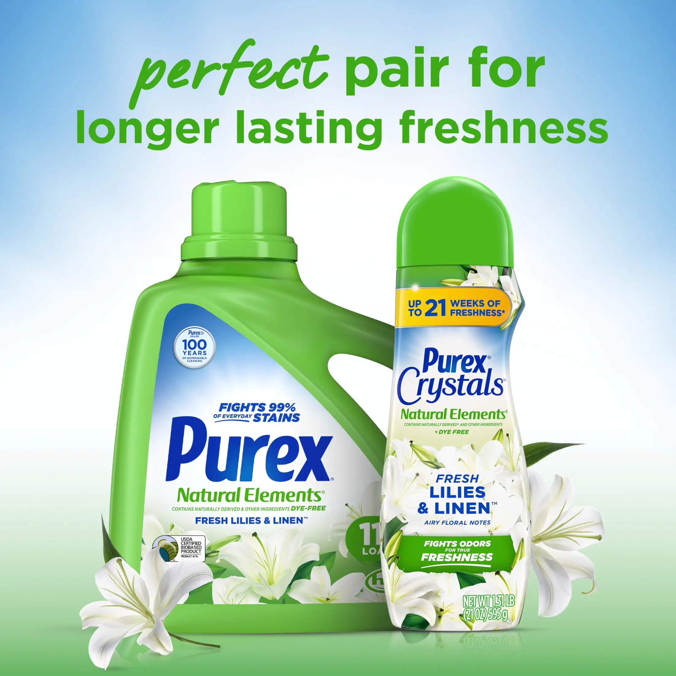ICUTE-Purex Natural Elements Liquid Detergent, Fresh Lilies & Linen, 150 fl oz, 115 loads
ICUTE-Purex Natural Elements Liquid Detergent, Fresh Lilies & Linen, 150 fl oz, 115 loads