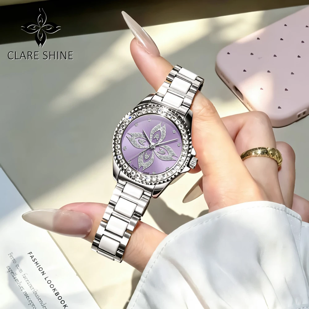 CLARE SHINE 1806 Luxury Imported Quartz Movement Watch For Women Starry Sky Dial Steel Ceramic Bracelet Light Women Watch
CLARE SHINE 1806 Luxury Imported Quartz Movement Watch For Women Starry Sky Dial Steel Ceramic Bracelet Light Women Watch