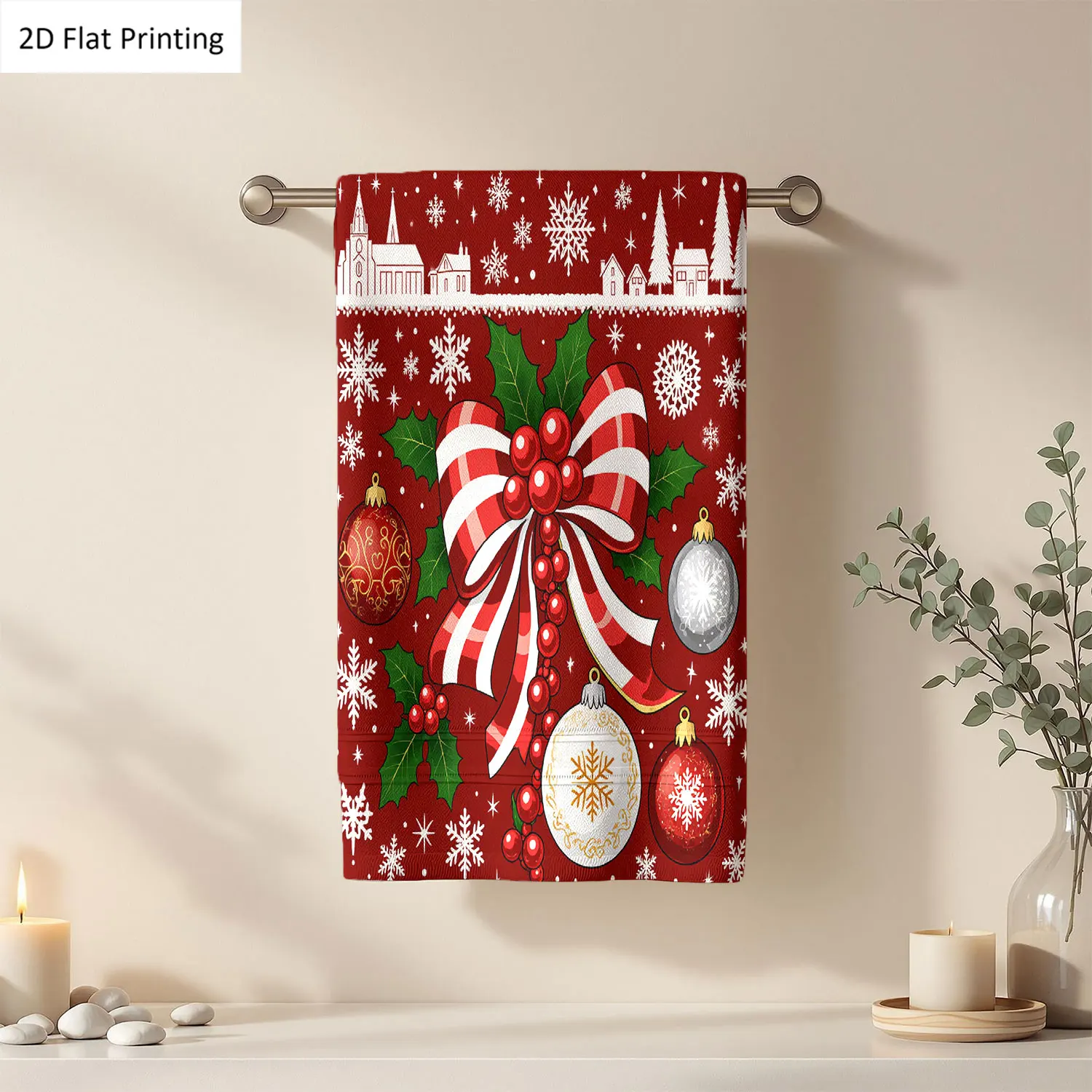 1Pc Christmas Bow Ornaments Snowflakes Red Bathroom Hand Towel Bath Towel, Multiple Size Microfiber Polyester Towel, Unique Home Decorative Kitchen Towels, Festival Bathroom Accessories Decor, Quick Dry and Absorbent
1Pc Christmas Bow Ornaments Snowflakes Red Bathroom Hand Towel Bath Towel, Multiple Size Microfiber Polyester Towel, Unique Home Decorative Kitchen Towels, Festival Bathroom Accessories Decor, Quick Dry and Absorbent
