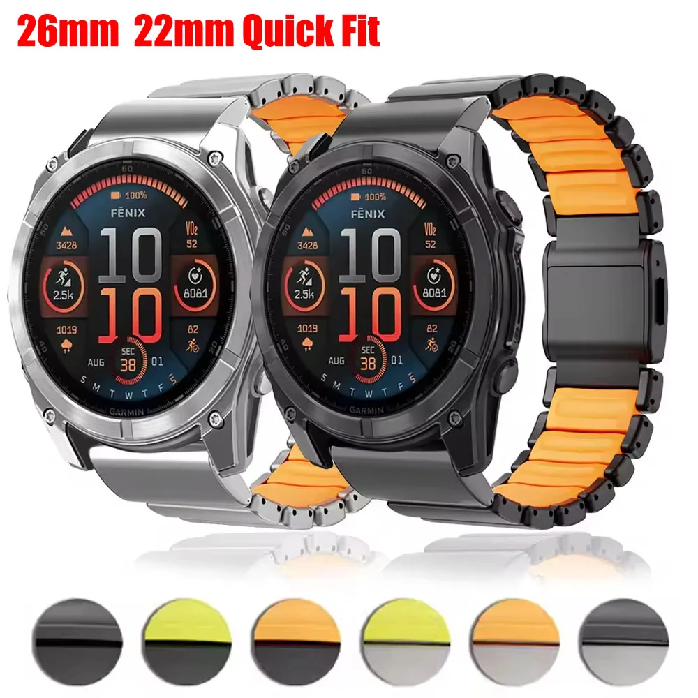 Ремешок для часов из нержавеющей стали 26 мм 22 мм для Garmin Enduro 3 2, Fenix 8 7X Pro 51 мм, Fenix 6X, резиновый браслет для Garmin Tactix 7 Pro
Ремешок для часов из нержавеющей стали 26 мм 22 мм для Garmin Enduro 3 2, Fenix 8 7X Pro 51 мм, Fenix 6X, резиновый браслет для Garmin Tactix 7 Pro