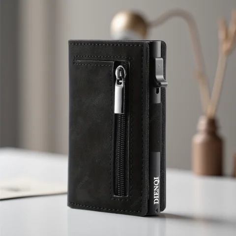 Magnetic Credit Card Holder Luxury Men Wallet Rfid Blocking Pop Up Minimalist Wallet Leather Bank Cardholder Case Vallet for Men