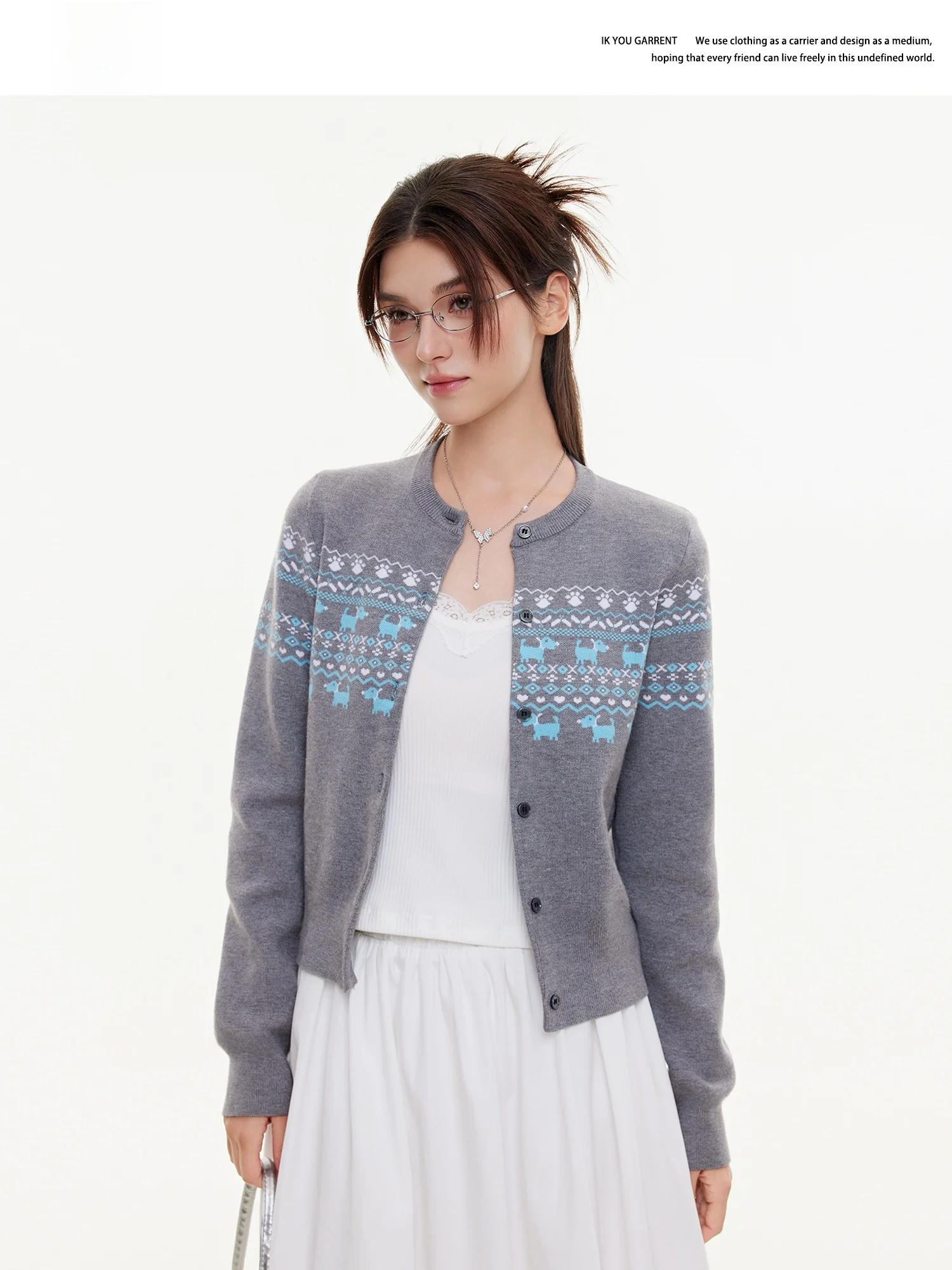 Ikyou Fair Isle Knitwear Women's Spring Autumn New Slimming Versatile Dog Print Open Cardigan Sweater Outerwear
Ikyou Fair Isle Knitwear Women's Spring Autumn New Slimming Versatile Dog Print Open Cardigan Sweater Outerwear