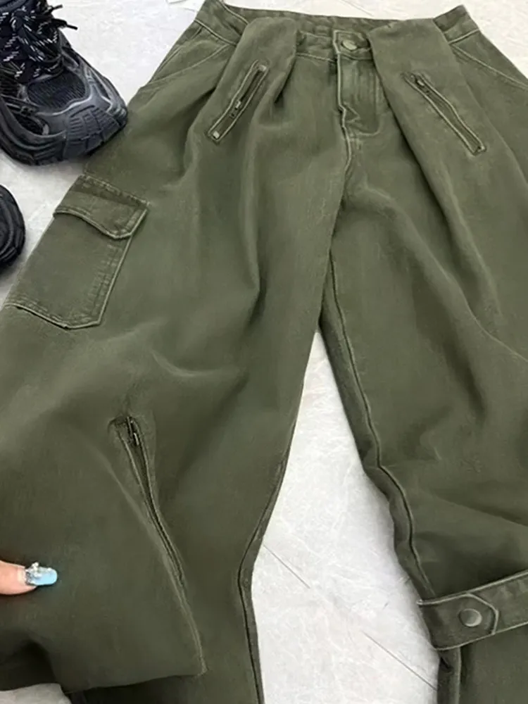 Retro American Military een Waed Multi-ket Work Pants Women's Wide Leg Loose High Waist Casual Knife Long Pants
Retro American Military een Waed Multi-ket Work Pants Women's Wide Leg Loose High Waist Casual Knife Long Pants