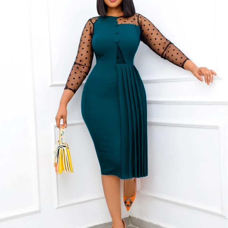 Summer European and American Fashion Women's Sexy Mesh Stitching Slim Bag Hip Split Plus Size Dress High-end Office Ladies Dress
Summer European and American Fashion Women's Sexy Mesh Stitching Slim Bag Hip Split Plus Size Dress High-end Office Ladies Dress