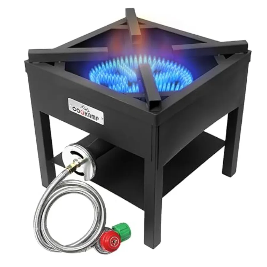 High Pressure Banjo 1-Burner Outdoor Propane Gas Cooker 260000 BTU with 0-30 PSI Adjustable Regulator and Steel Braided Hose fo
High Pressure Banjo 1-Burner Outdoor Propane Gas Cooker 260000 BTU with 0-30 PSI Adjustable Regulator and Steel Braided Hose fo