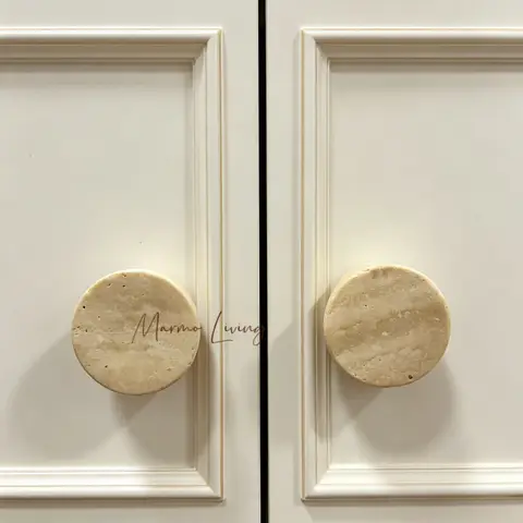100% Natural Travertine Stone Drawer Cabinet Handle Marble Knobs for French Wardrobe Cabinet Luxury Villa Decor