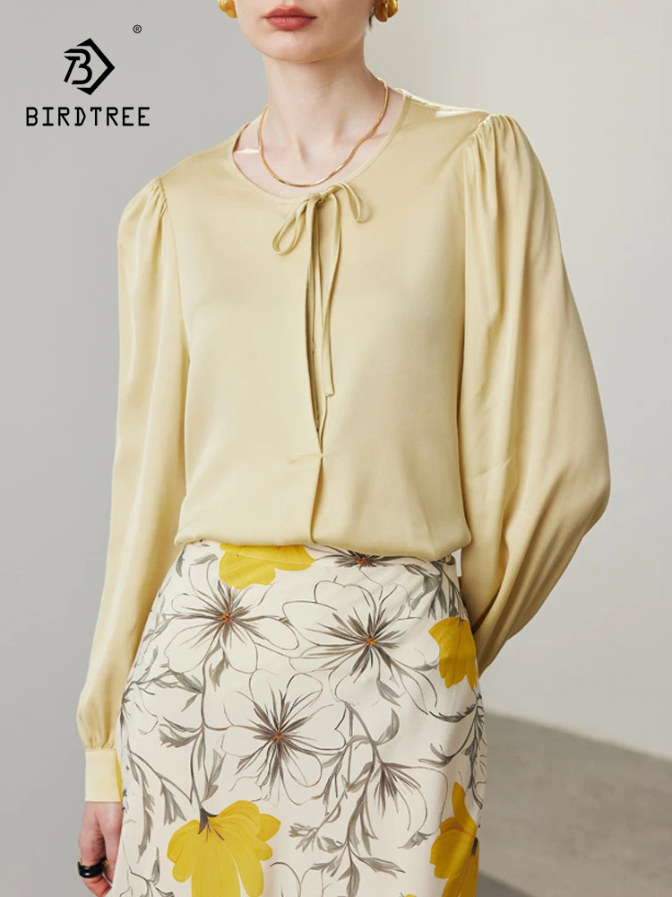 BirdTree, 19MM 100%Real Silk Elegant Shirt, Women Long Sleeve Lace-up, Solid Versatile Commute Blouse, 2024 Spring New T43924QC
BirdTree, 19MM 100%Real Silk Elegant Shirt, Women Long Sleeve Lace-up, Solid Versatile Commute Blouse, 2024 Spring New T43924QC