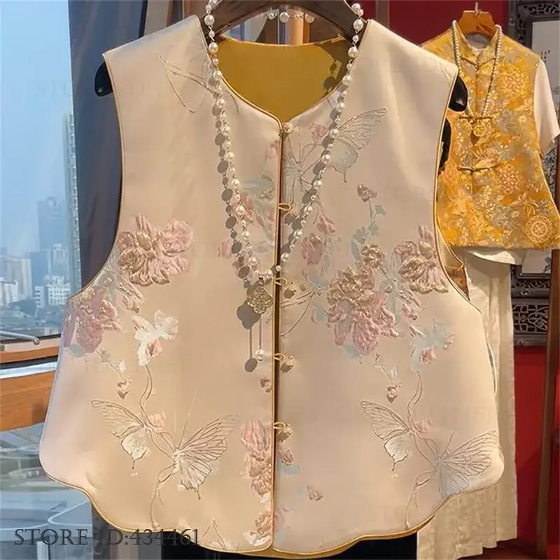 Traditional Chinese Tang Costume New Chinese Style Women Vest Qipao Tops Vintage Jacquard Embroidery Waistcoat Jacket Outwear
Traditional Chinese Tang Costume New Chinese Style Women Vest Qipao Tops Vintage Jacquard Embroidery Waistcoat Jacket Outwear