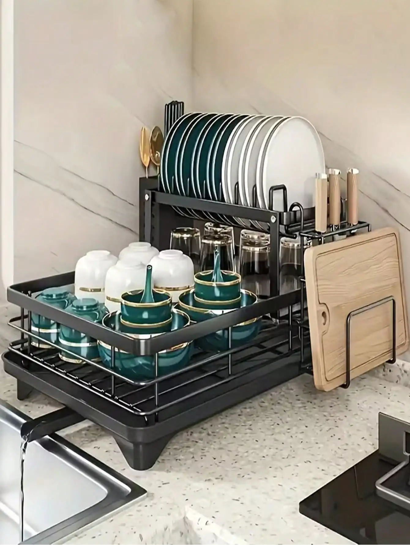 2 Tier Stainless Steel Dish Rack For Kitchen Counter,Dish Racks For Kitchen Counter And Sink - Large Dish Drying Rack With Drainboard & Utensil Holders - Stainless Steel Dish Drainers Home Essentials Kitchen Organization And Storage Kitchen Accessories
2 Tier Stainless Steel Dish Rack For Kitchen Counter,Dish Racks For Kitchen Counter And Sink - Large Dish Drying Rack With Drainboard & Utensil Holders - Stainless Steel Dish Drainers Home Essentials Kitchen Organization And Storage Kitchen Accessories