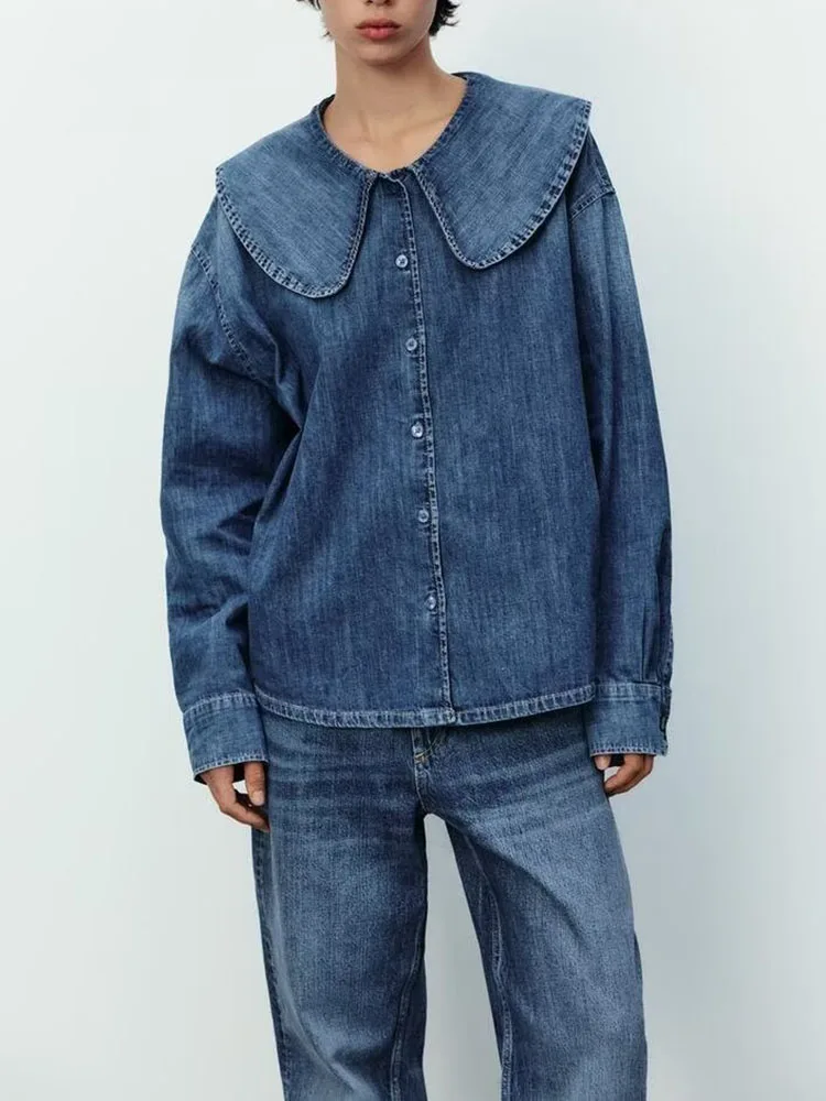 New Arrival Autumn Simple Faionable Long Sve Doll Collar Denim irt Women's Busin Casual Classic Sle Single Button
New Arrival Autumn Simple Faionable Long Sve Doll Collar Denim irt Women's Busin Casual Classic Sle Single Button