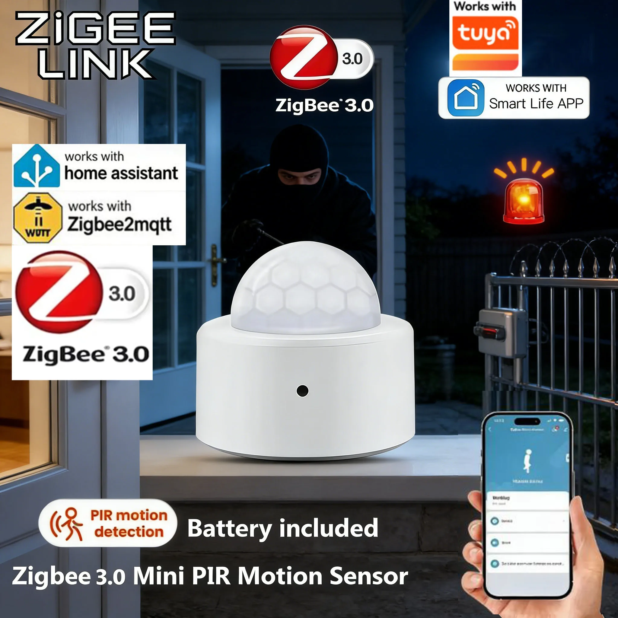 Smart PIR Motion Sensor ZigBee Human Body Infrared Induction Detector Home Security Alarm for Tuya APP for Home Office Garage
Smart PIR Motion Sensor ZigBee Human Body Infrared Induction Detector Home Security Alarm for Tuya APP for Home Office Garage