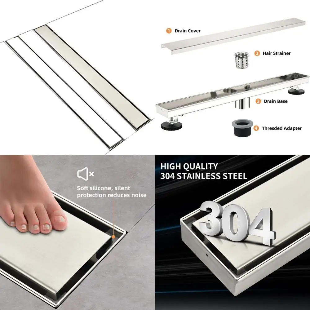 18-дюймовый линейный душевой трап из матовой нержавеющей стали 304 с крышкой для плитки и уловителем волос, регулируемый
18-дюймовый линейный душевой трап из матовой нержавеющей стали 304 с крышкой для плитки и уловителем волос, регулируемый