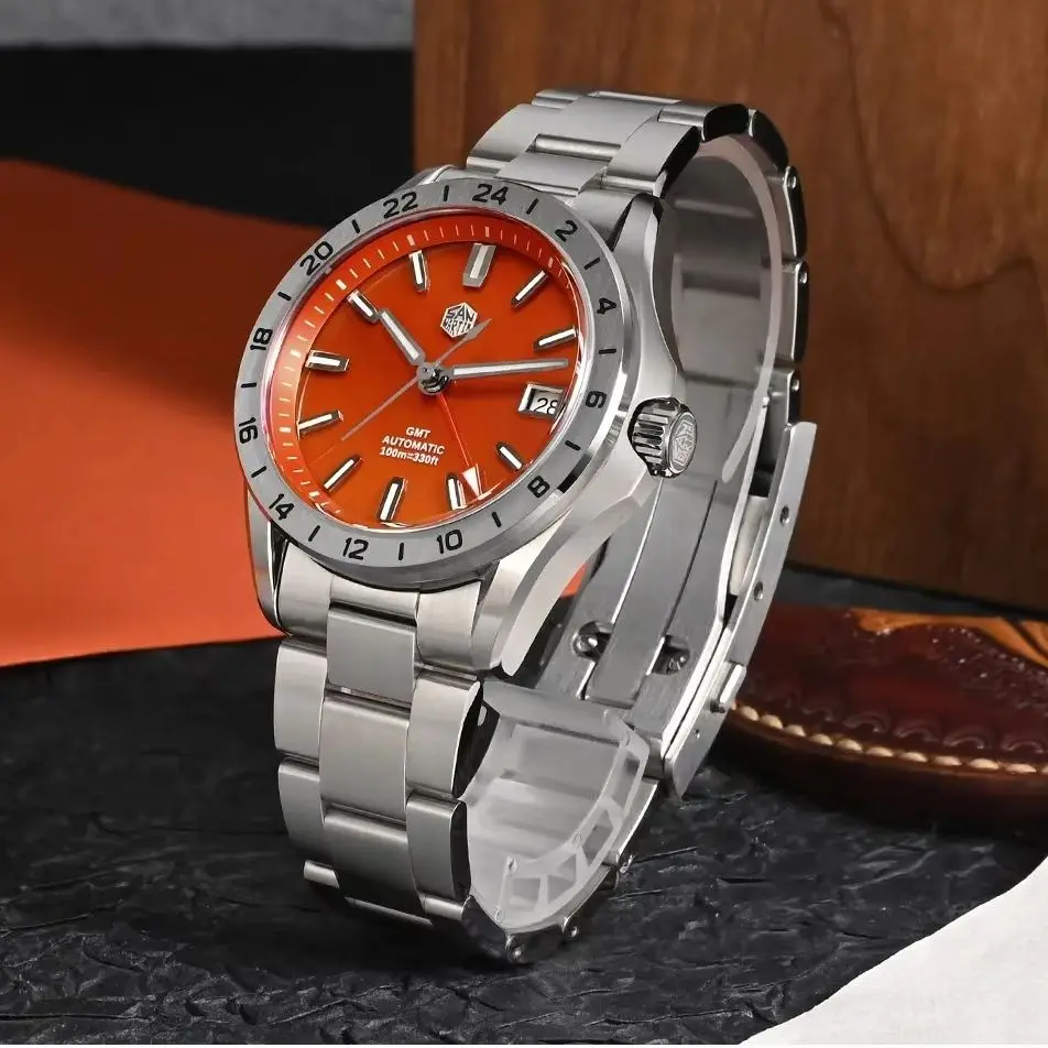 San Martin Men Automatic Watch 39mm GMT Mechanical Wristwatch 10Bar Luminous Sapphire NH34 Gradient Red Agate Green Jade Stone
San Martin Men Automatic Watch 39mm GMT Mechanical Wristwatch 10Bar Luminous Sapphire NH34 Gradient Red Agate Green Jade Stone