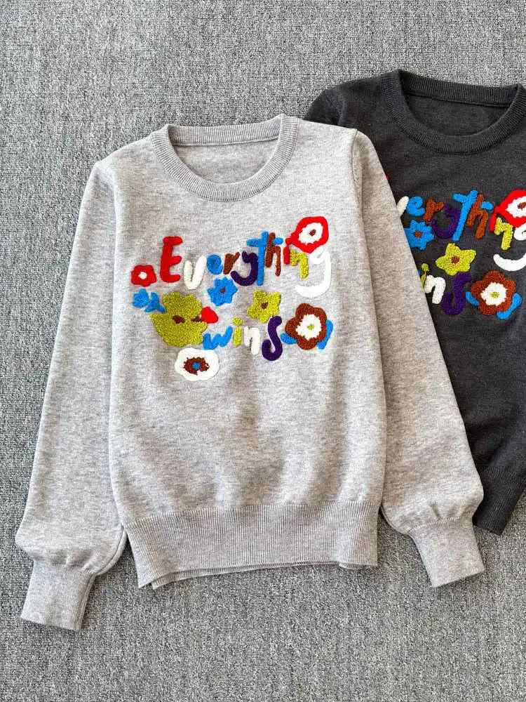 Creative Letter Embroidery Sweatshirt for Women Autumn Winter O-Neck Long Sleeve Loose Pullover Girl Casual Knitwear
Creative Letter Embroidery Sweatshirt for Women Autumn Winter O-Neck Long Sleeve Loose Pullover Girl Casual Knitwear