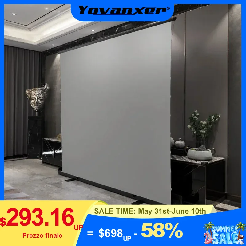 Portable Floor Pull-Up Tab Tension Screen Metal Silver ALR Material 3D Ready Projector Screen for Home Theater & Outdoor Use
Portable Floor Pull-Up Tab Tension Screen Metal Silver ALR Material 3D Ready Projector Screen for Home Theater & Outdoor Use