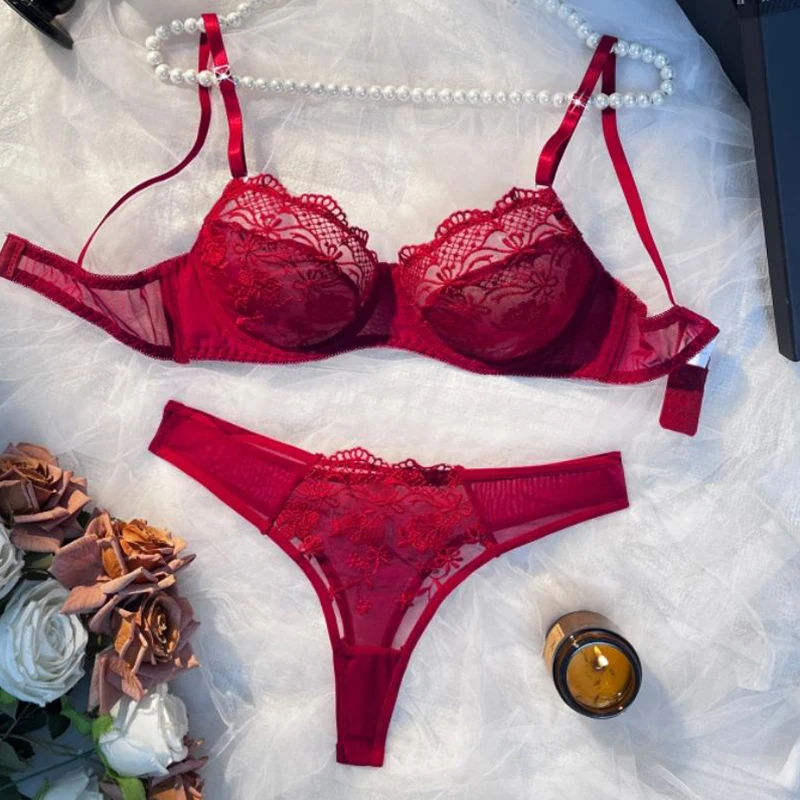 Lingeries Sexy Hot Red Embroidery Fancy Underwear Pure Desire Ultra Thin Lingerie Set Translucent Intimate Bra and Panties Sets
Lingeries Sexy Hot Red Embroidery Fancy Underwear Pure Desire Ultra Thin Lingerie Set Translucent Intimate Bra and Panties Sets