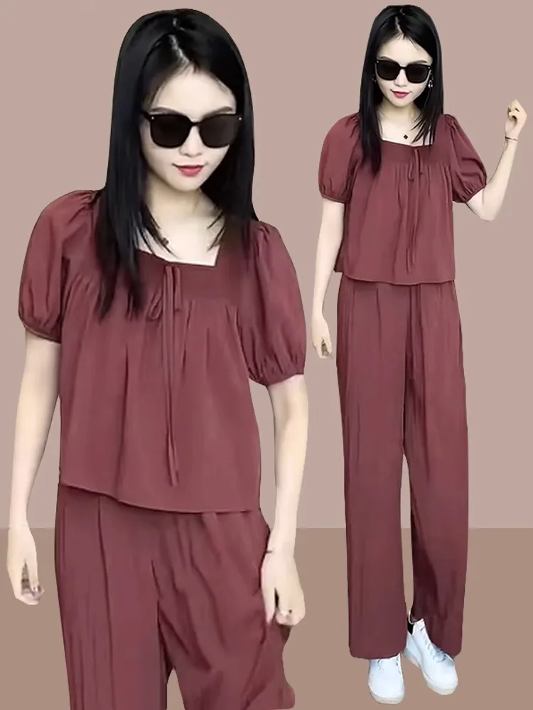 Summer New Fashion Retro Square Collar Bubble Sleeve Set Commute Long Pants Slimming Skin-loving Style Women's Ensemble
Summer New Fashion Retro Square Collar Bubble Sleeve Set Commute Long Pants Slimming Skin-loving Style Women's Ensemble