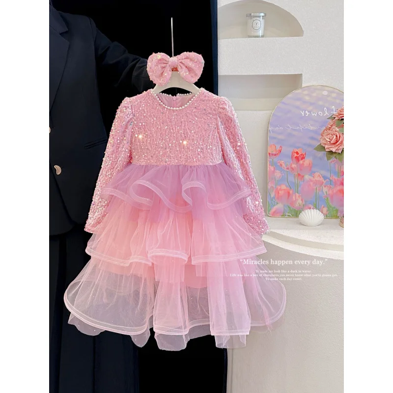 Girls' Autumn New Sequin Mesh Princess Dress Wholesale Children's Clothing Formal Dress Trendy
Girls' Autumn New Sequin Mesh Princess Dress Wholesale Children's Clothing Formal Dress Trendy