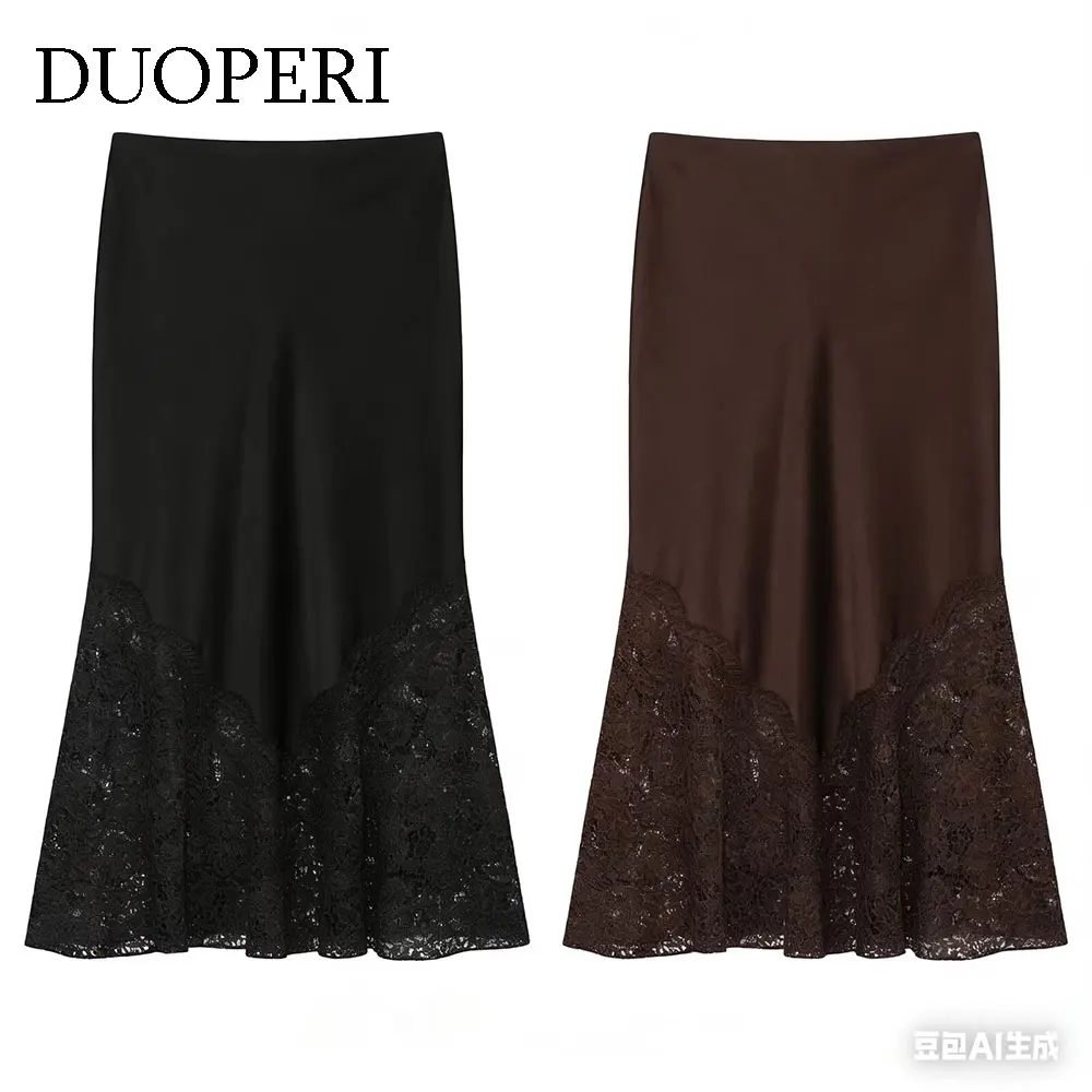 DUOPERI женская модная однотонная кружевная юбка-миди с боковой молнией и высокой талией трапециевидной формы женские шикарные женские юбки
DUOPERI женская модная однотонная кружевная юбка-миди с боковой молнией и высокой талией трапециевидной формы женские шикарные женские юбки