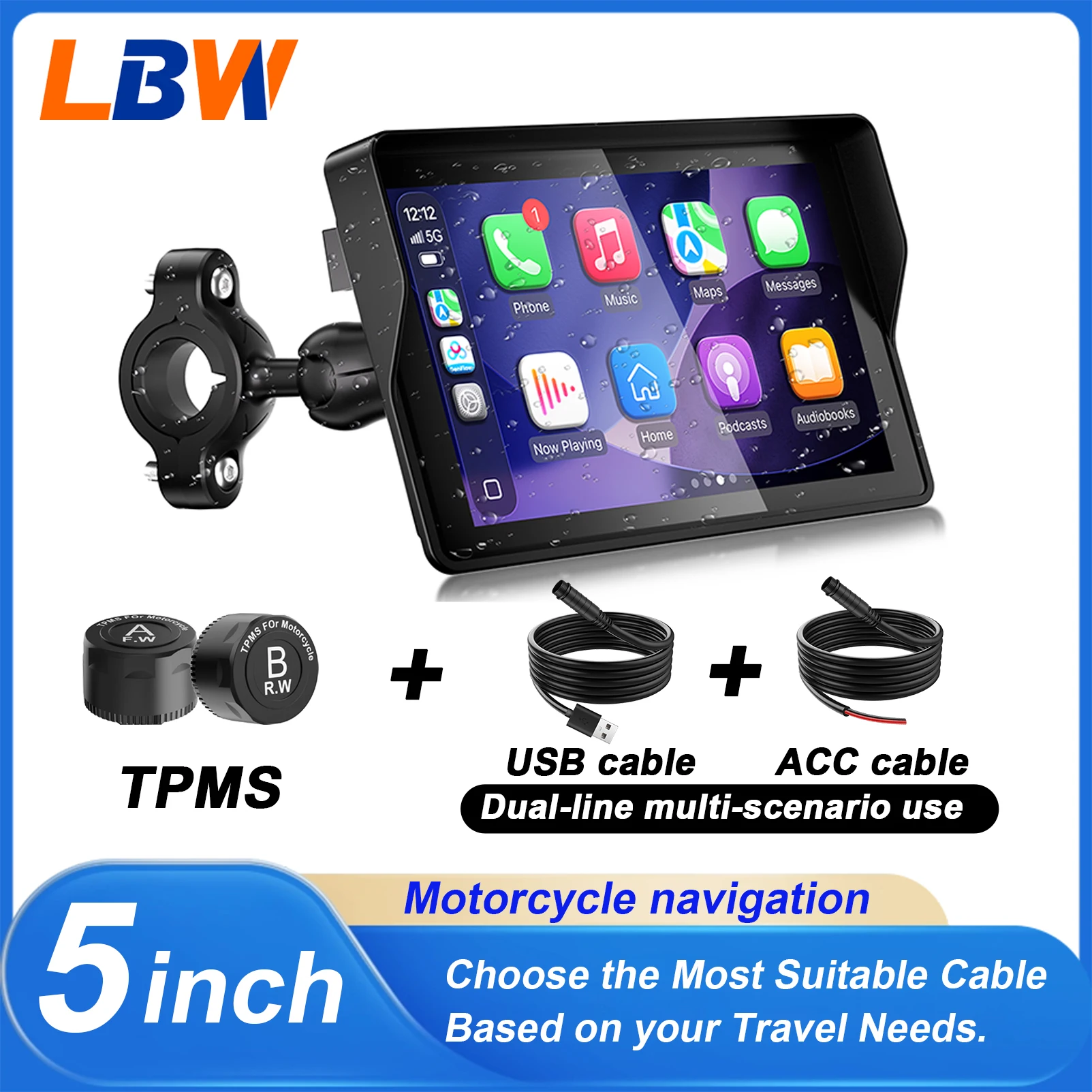 LBW 5-inch Motorcycle Navigation Smart Display Supports CarPlay Android Systems TPMS + USB Power Cable For All Motorcycle Models
LBW 5-inch Motorcycle Navigation Smart Display Supports CarPlay Android Systems TPMS + USB Power Cable For All Motorcycle Models