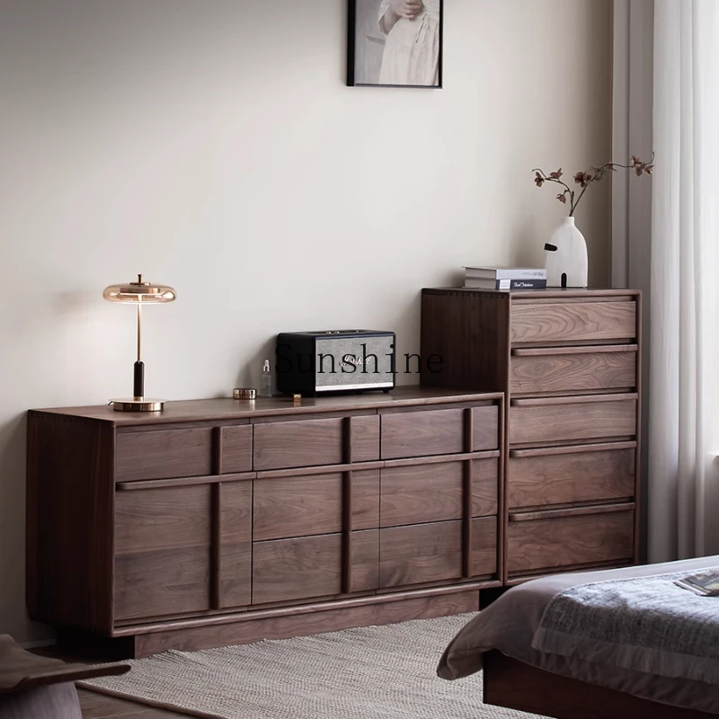 Black walnut solid wood chest retro living room bedroom wall storage bedside storage drawer
Black walnut solid wood chest retro living room bedroom wall storage bedside storage drawer