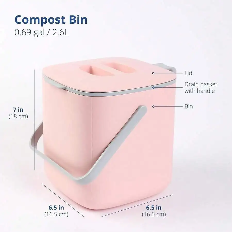 Kitchen Compost Bin 2.6L Odor Tight Countertop Food Waste Pail With Handle Pink
Kitchen Compost Bin 2.6L Odor Tight Countertop Food Waste Pail With Handle Pink
