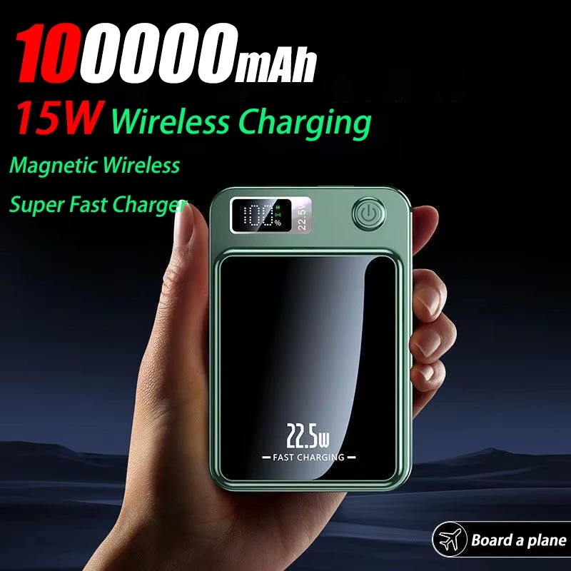 100000mAh Magnetic Power Bank Wireless Fast Charger For Magsafe Portable Auxiliary Battery Pack For Xiaomi iphone Huawei Samsung
100000mAh Magnetic Power Bank Wireless Fast Charger For Magsafe Portable Auxiliary Battery Pack For Xiaomi iphone Huawei Samsung