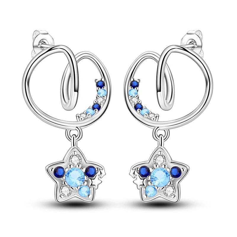 925 Sterling Silver Earrings Women Sparkling Blue Stars Stud Earring For Anniversary Wedding Jewelry Gifts
925 Sterling Silver Earrings Women Sparkling Blue Stars Stud Earring For Anniversary Wedding Jewelry Gifts