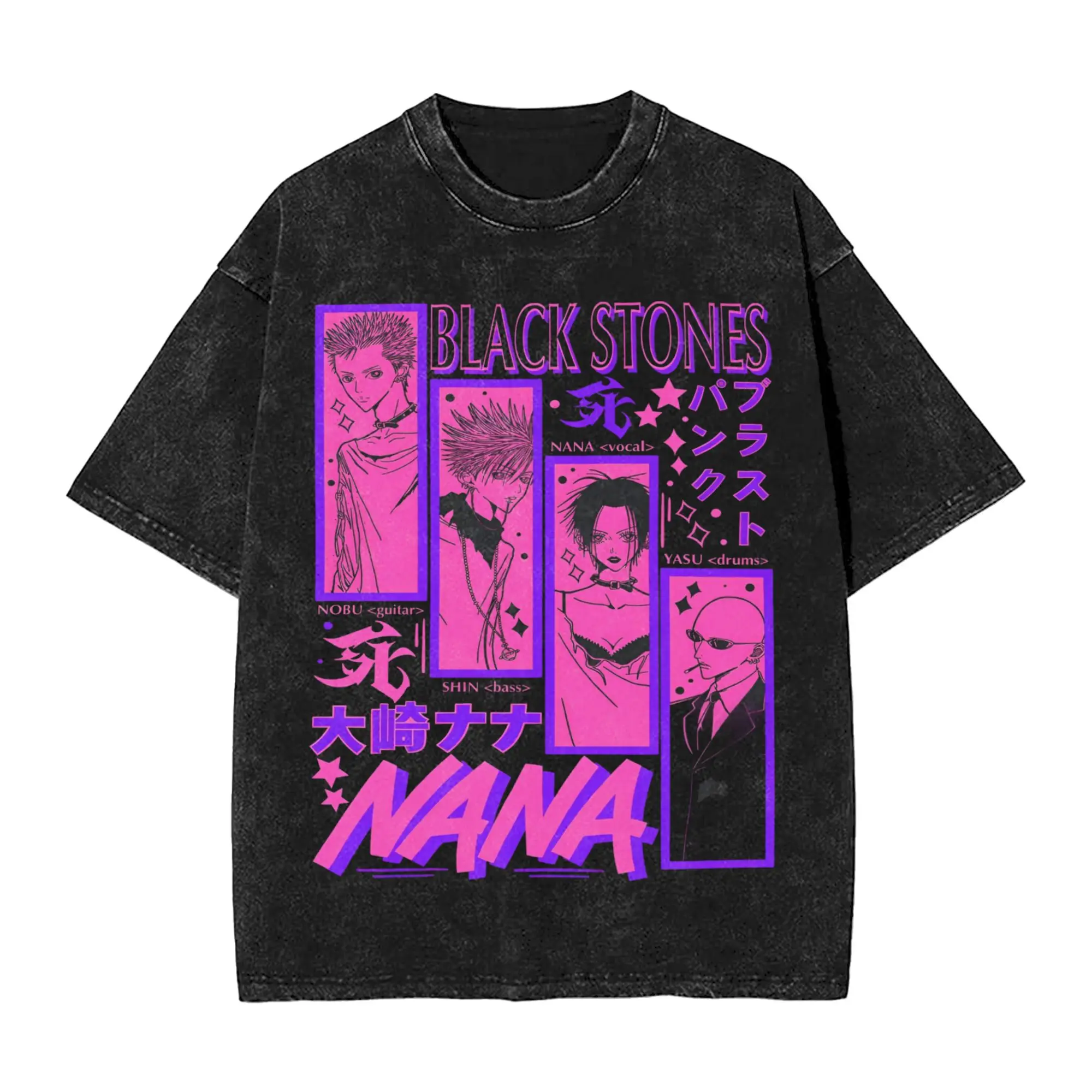 Washed T Shirt Black Stones NANA Anime Osaki Hip Hop T-Shirt Harajuku Streetwear Short Sleeve Summer Tee Shirt for Men Women
Washed T Shirt Black Stones NANA Anime Osaki Hip Hop T-Shirt Harajuku Streetwear Short Sleeve Summer Tee Shirt for Men Women
