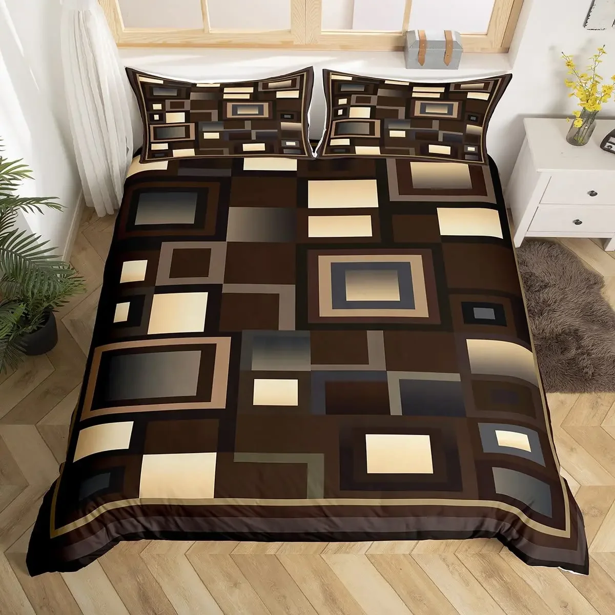 Grid Square Bedding Set, Abstract Geometric Duvet Cover for Kids Teens Boys Girls, Modern Simple Quilt Cover with 2 Pillowcases
Grid Square Bedding Set, Abstract Geometric Duvet Cover for Kids Teens Boys Girls, Modern Simple Quilt Cover with 2 Pillowcases