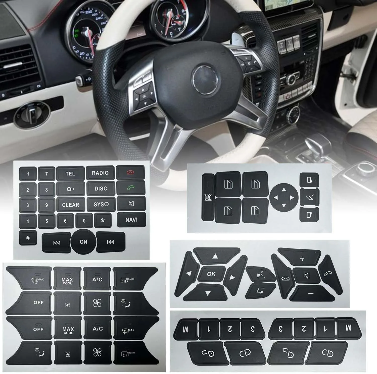 For Benz C-Class W204 S20 E-Class A-Clas B-Class Car Dash Button Repair Stickers 5PCS Steering Wheel AC Button Repair Decals
For Benz C-Class W204 S20 E-Class A-Clas B-Class Car Dash Button Repair Stickers 5PCS Steering Wheel AC Button Repair Decals