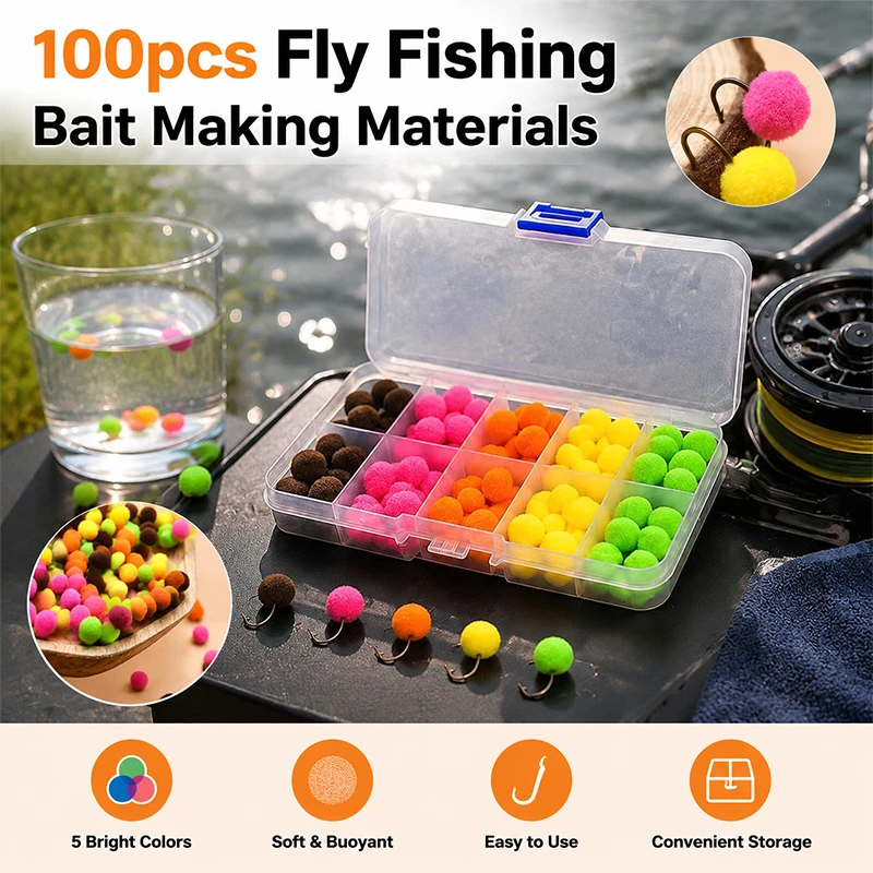 100Pcs Mixed Color Fly Tying Materials Synthetic Insect Egg Midge Pupa Fishing Lure Bait Making Tackle Accessories
100Pcs Mixed Color Fly Tying Materials Synthetic Insect Egg Midge Pupa Fishing Lure Bait Making Tackle Accessories