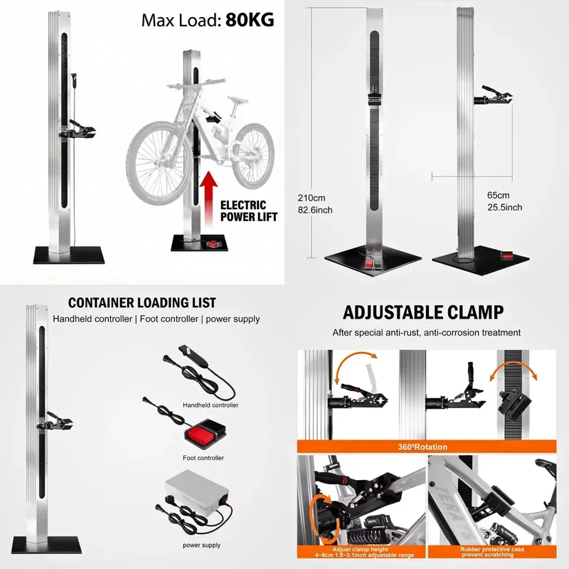80kg Heavy Electric Bike Repair Stand Servo Motor Worm Gear System Adjustable Height 70-185cm Floor Standing E-MTB
80kg Heavy Electric Bike Repair Stand Servo Motor Worm Gear System Adjustable Height 70-185cm Floor Standing E-MTB