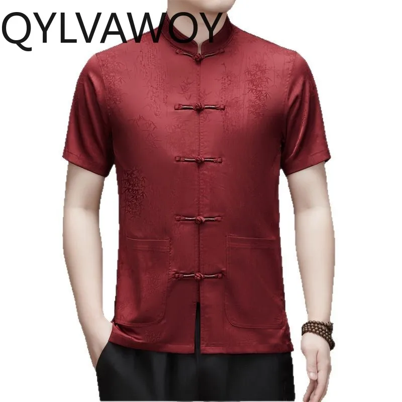 QYLVAWOY High-end Men's Shirts Summer Tops Short Sleeve Shirts for Man Tang Suit Mulberry Silk Menswear Clothing Chinese Style
QYLVAWOY High-end Men's Shirts Summer Tops Short Sleeve Shirts for Man Tang Suit Mulberry Silk Menswear Clothing Chinese Style