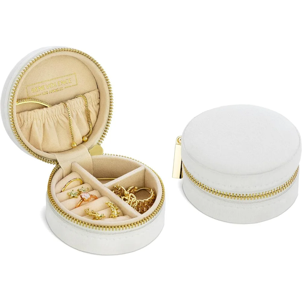 Jewelry Box, Velvet Travel Compact Round Zipper Case, Giftable Storage, Small Portable Organizer
Jewelry Box, Velvet Travel Compact Round Zipper Case, Giftable Storage, Small Portable Organizer