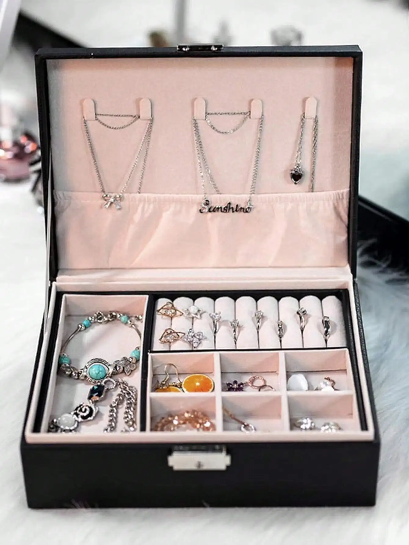 Double Layer Jewelry Storage Box, Large Capacity Jewelry Box Lockable, PU Leather Jewelry Storage Box, Suitable For Necklaces, Earrings, Rings, Watches. Holiday Gift.
Double Layer Jewelry Storage Box, Large Capacity Jewelry Box Lockable, PU Leather Jewelry Storage Box, Suitable For Necklaces, Earrings, Rings, Watches. Holiday Gift.