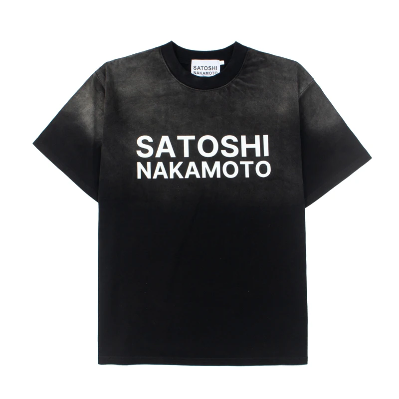 26ss Summer Washed Black Satoshi Nakamoto t shirts Streetwear Letter Print Short Sleeve Cotton Top Loose Large Size Men Clothing
26ss Summer Washed Black Satoshi Nakamoto t shirts Streetwear Letter Print Short Sleeve Cotton Top Loose Large Size Men Clothing
