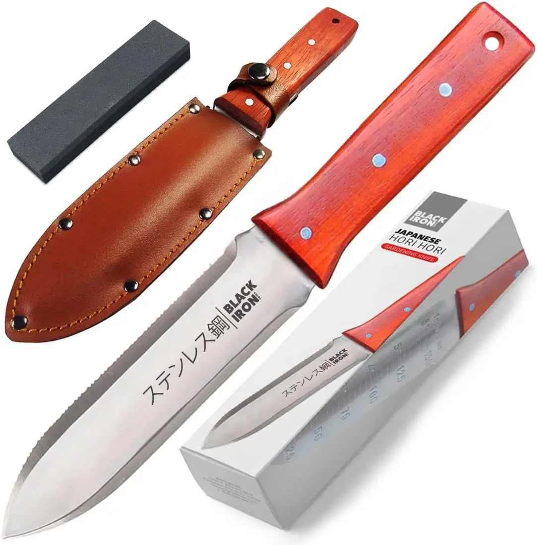 Hori Hori Garden Knife 7 Inch Stainless Steel with Leather Sheath for Weeding Digging Cutting Planting
Hori Hori Garden Knife 7 Inch Stainless Steel with Leather Sheath for Weeding Digging Cutting Planting