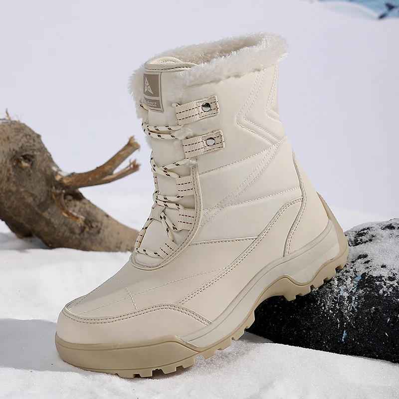 Зимние зимние ботинки, женские высокие уличные теплые плюшевые походные туфли на толстой подошве, женские нескользящие, прочные повседневные ботильоны 
Зимние зимние ботинки, женские высокие уличные теплые плюшевые походные туфли на толстой подошве, женские нескользящие, прочные повседневные ботильоны