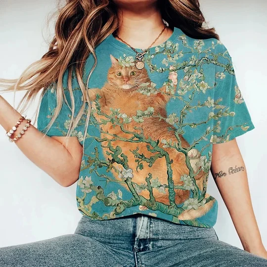 Japenses Art Lovely Little Fat Cat Pattern Women Spring Summer O Neck Short Sleeved Loose Breathable T Shirt
Japenses Art Lovely Little Fat Cat Pattern Women Spring Summer O Neck Short Sleeved Loose Breathable T Shirt