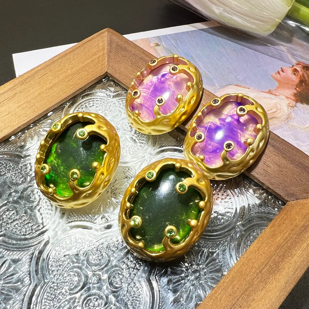 DIY accessories New earrings vintage purple-green plated real gold court style advanced sense light luxury retro versatile marki
DIY accessories New earrings vintage purple-green plated real gold court style advanced sense light luxury retro versatile marki
