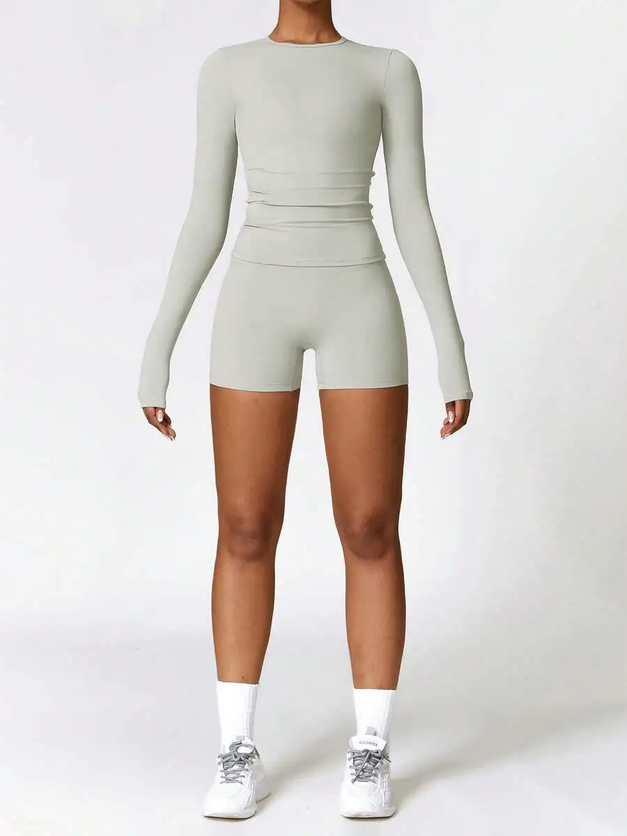 Women's Solid Color Long-Sleeve & Short-Pant Sports Casual Set - Slim Fit, Breathable & Skin-Friendly, Shape-Sculpting Fabric, I
Women's Solid Color Long-Sleeve & Short-Pant Sports Casual Set - Slim Fit, Breathable & Skin-Friendly, Shape-Sculpting Fabric, I