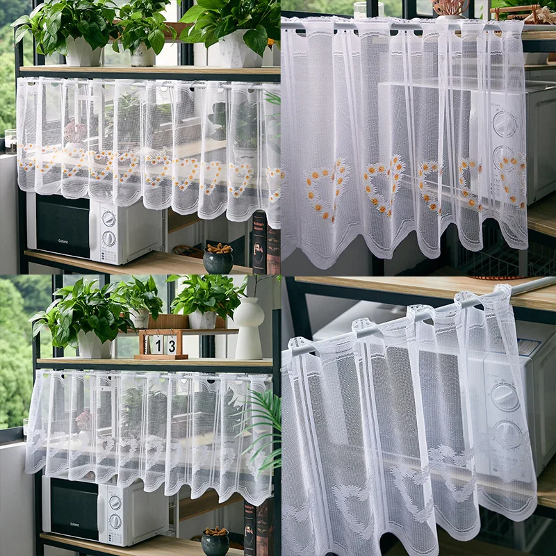 Window Valance Hearts Embroidery White Lace Half-curtain Window Screen French Style Dust-proof Short Curtain for Coffee Kitchen
Window Valance Hearts Embroidery White Lace Half-curtain Window Screen French Style Dust-proof Short Curtain for Coffee Kitchen