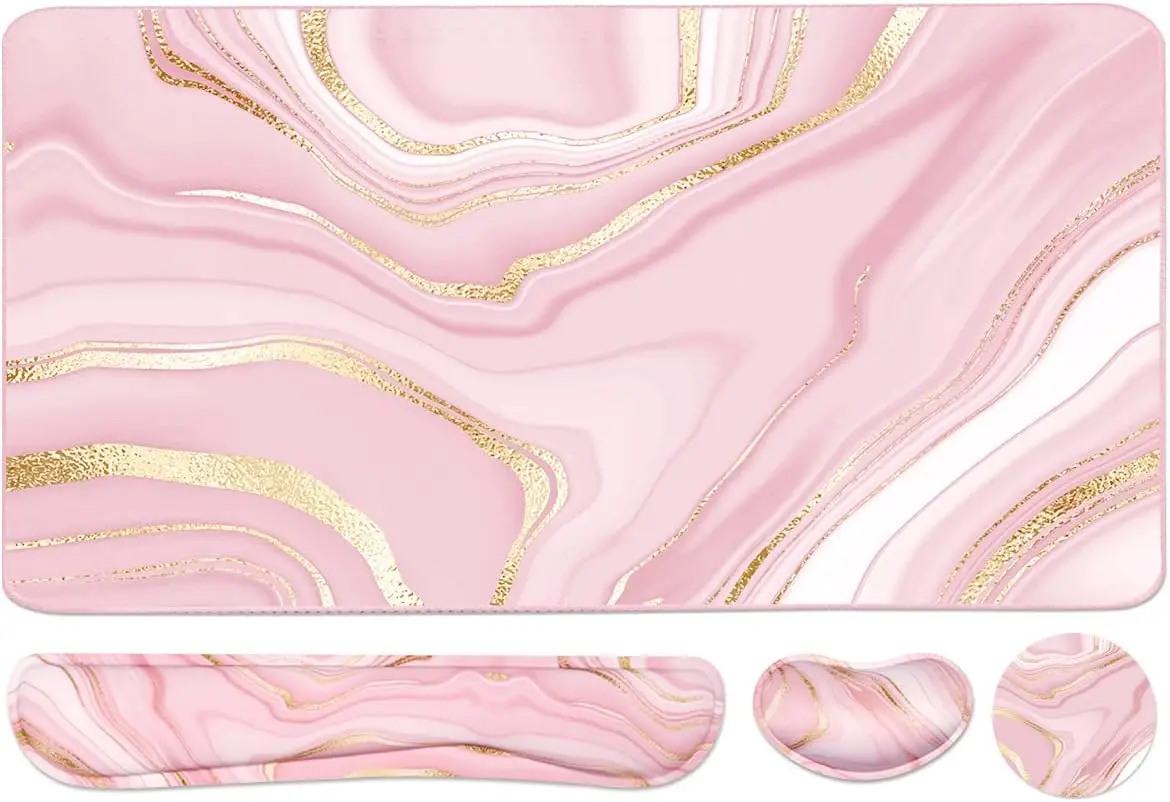 Large Extended Mouse Pad Set with Wrist Rest Support, Waterproof Desk Pad for Home Office Gaming, Pink Gold 35.4x15.7 in
Large Extended Mouse Pad Set with Wrist Rest Support, Waterproof Desk Pad for Home Office Gaming, Pink Gold 35.4x15.7 in