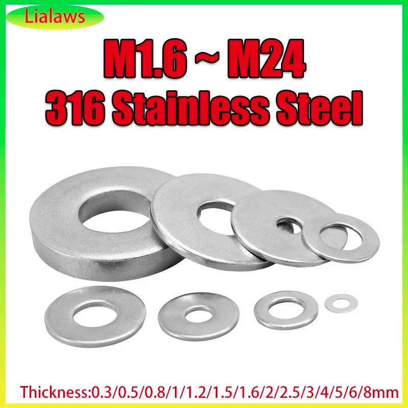 0.3 To 8mm Thick 316 Stainless Steel Flat Washer M1.6 To M24 Large Metal Plain Gasket Meson Spacer Washer
0.3 To 8mm Thick 316 Stainless Steel Flat Washer M1.6 To M24 Large Metal Plain Gasket Meson Spacer Washer